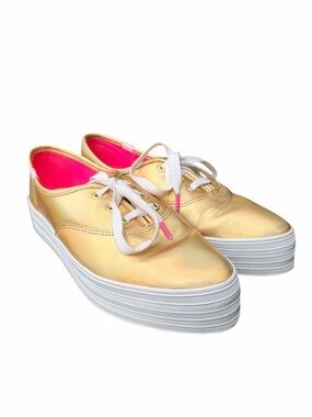 Keds x Barbie Point Platform Metallic Gold Sneakers – Size 9